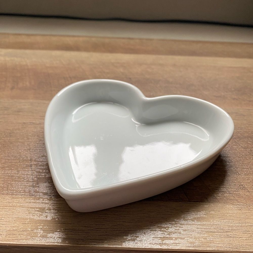 Crate & Barrel White Heart-Shaped Ceramic Dish
